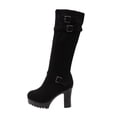 thumbnail image 2 of Viluyesy Knee High Boots for Women Fashion Chunky Heel Platform Faux Suede Side Zipper Buckle Dressy Comfortable Shoes Black Size 5, 2 of 9