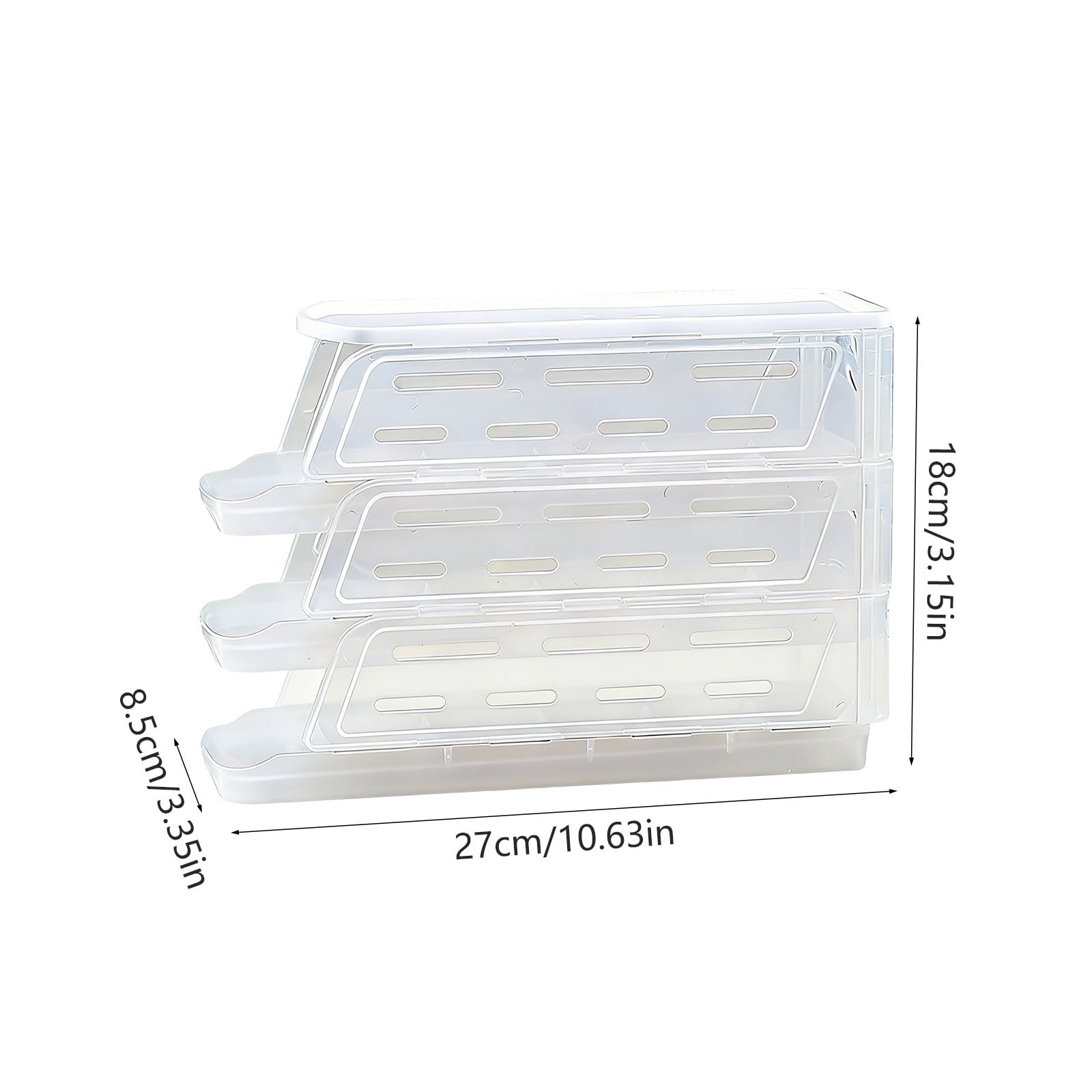 Rolling Egg Organizer Storage Box for Refrigerator Slide Type Egg Carton with Lid Household Kitchen(C)