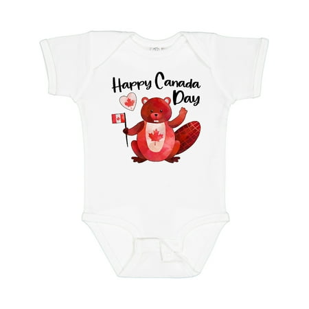

Inktastic Happy Canada Day Cute Red Beaver with Canadian Flag Gift Baby Boy or Baby Girl Bodysuit