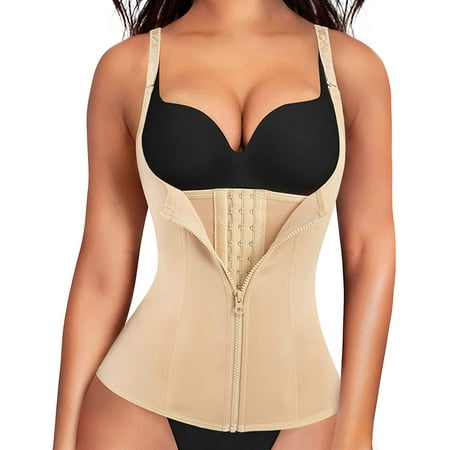

Junlan Waist Trainer for Women Tummy Control Corset Vest Postpartum Body Shaper Sport Girdle Shapewear Waist Cincher(Beige S)