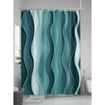 thumbnail image 5 of Fsddascl Turquoise Ombre Shower Curtain Set - 72" x 78" Washable Bathtub Curtain with 12 Hooks, Abstract Art Moire Ocean Waves Waterproof Fabric Stall Shower Curtains for Bathroom/Bathtub Décor, 5 of 6