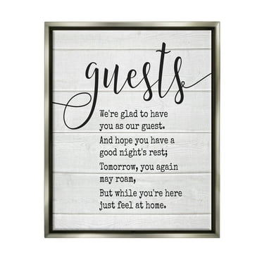 Stupell Industries Guests Feel At Home Luster Gray Framed Floating Canvas Wall Art, 16x20, by Lettered and Lined