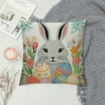 thumbnail image 2 of COMIO  Easter Decorations Throw Pillow Covers Set of Bunny Couple Decorative Throw Pillows Mr. &amp; Mrs. Rabbit Pillowcase with Colorful Easter Eggs for Sofa Couch,, 2 of 5