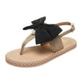 thumbnail image 2 of Wavsuf Flat Sandals for Women Casual Summer Bow Black Thong Sandals Size 4.5, 2 of 5
