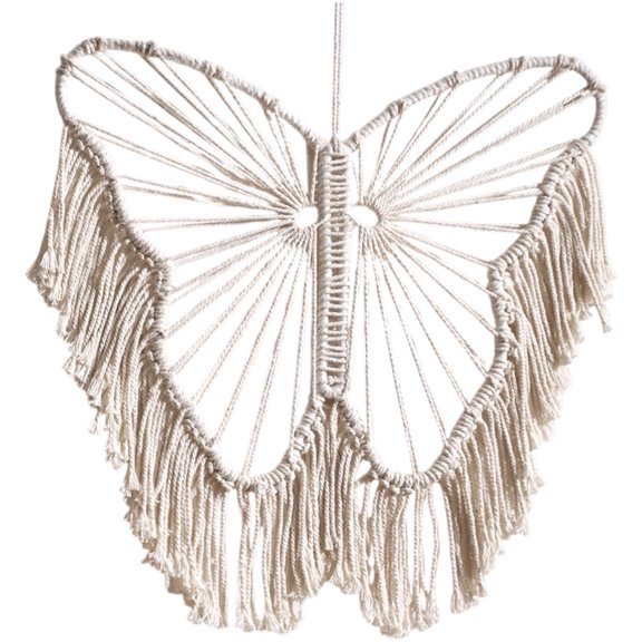 Macrame Wall Hanging, Butterfly Tapestry Wall Hanging Decor Boho Art Wall Decor Bohemian Handmade Yarn Macrame Wall Art for Living Room Apartment Office Backdrop