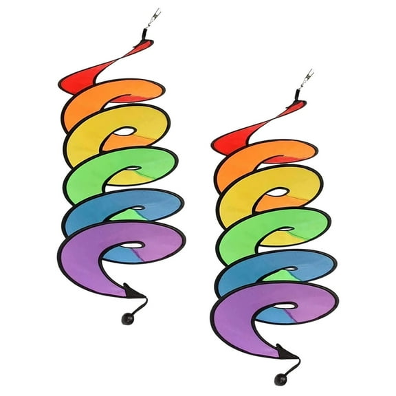 2 Pcs Rotating Wind Spinner Colorful Strips Spinners Spinning Chimes Windmill