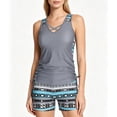 thumbnail image 2 of longantii Women’s Tummy Control Tankini Set with Built-in Bra, Two Piece Swimsuit with Shorts Gray XXL, 2 of 3