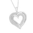 thumbnail image 3 of 1/2 cttw Baguette and Round Moissanite Heart Pendant Necklace for Women Lab Created Diamond D Color VVS1 18k White Gold Plated Sterling Silver, 3 of 5