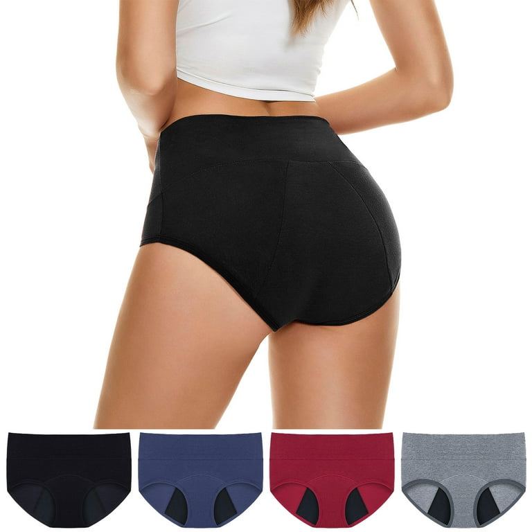 Rovga Women Panties 4 Pack High Waist Leakproof Underwearplus Size