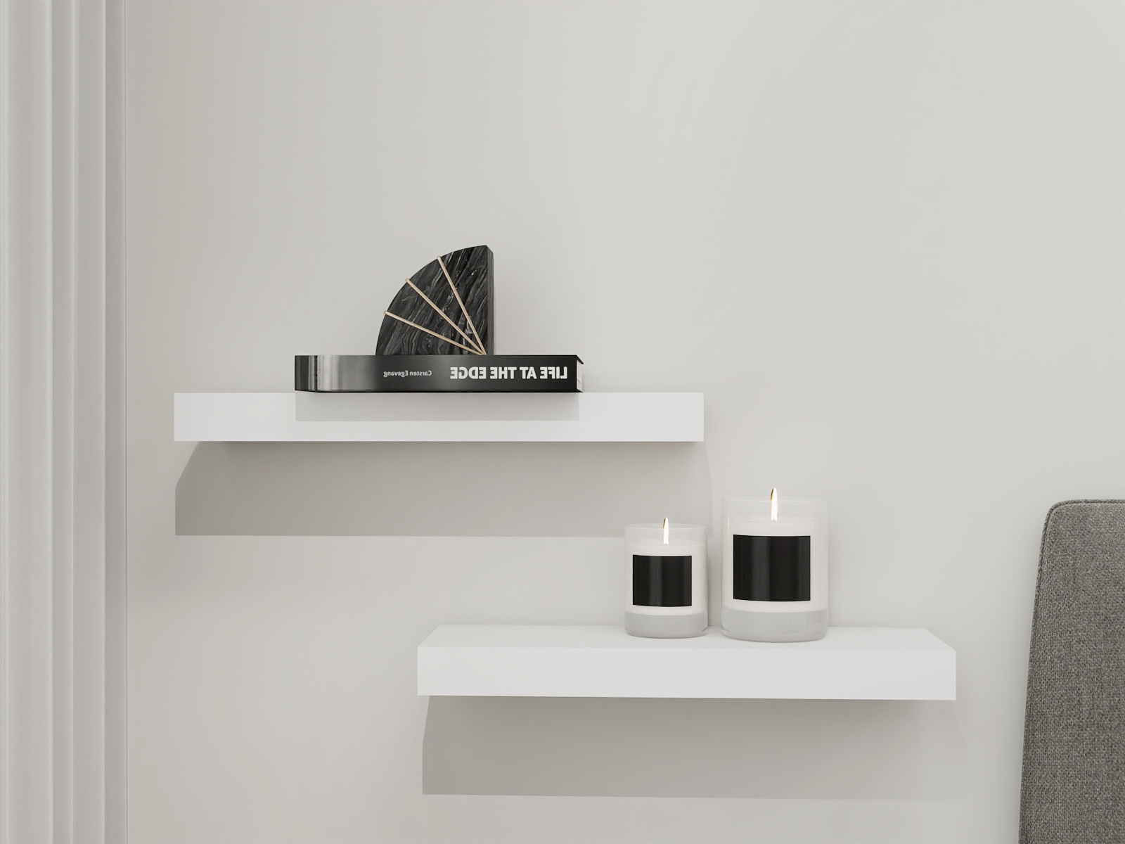 Mainstays White Floating Shelves, Set of 2 photo 3