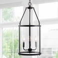 thumbnail image 4 of JONATHAN Y Kinsley 12" 3-Light Industrial Farmhouse Iron/Glass LED Pendant, Oil Rubbed Bronze/Clear, 4 of 9
