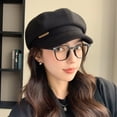 thumbnail image 3 of Gorro octogonal con letras nuevas para otoño e invierno, estilo japonés, boina de pintor versátil, retro, artística, con visera de gran circunferencia de cabeza, 3 of 6