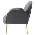 thumbnail image 6 of Armchair Accent Chair, Grey Gray, Velvet, Modern Contemporary, Mid Century Living Hotel Lounge Cafe Lobby, 6 of 8