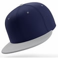 thumbnail image 4 of Daxton Classic Blank Snapback Flat Bill Visor Hat Cap Adjustable Back - Navy Light Grey, 4 of 4