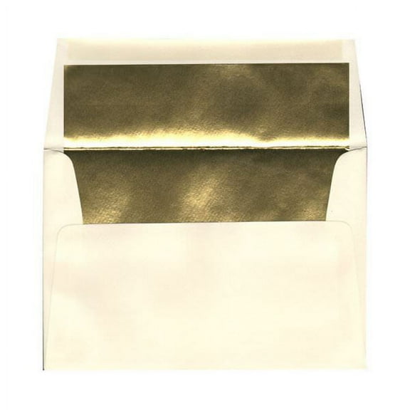 JAM Paper A8 Foil Envelopes, 5.5x8.1, 250/Pack, Ecru with Gold Foil