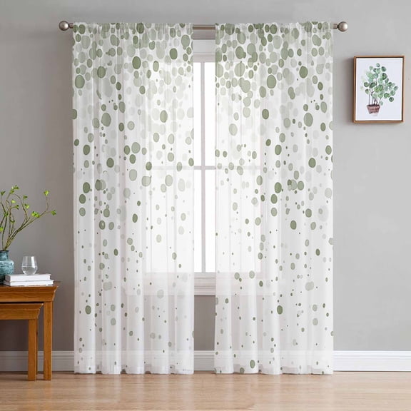 ERUNPONLY Sage Green Polka Dot Sheer Curtains 84 Inch Length 2 Panels Set, Abstract Modern Art Dots Watercolor Voile Window Treatment Curtains Sheers Drapes for Bedroom/Living Room/Kitchen 52"x84"x2