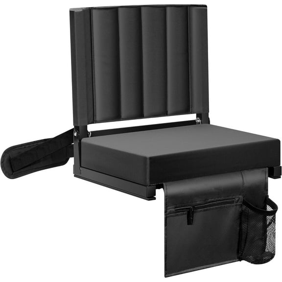 Portable Stadium Seat for Bleachers with Back Support, Folding Bleacher Chair with Cup Holder and Shoulder Strap