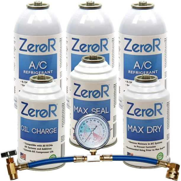 ZeroR Complete Repair & Recharge Kit, R134a_ Refrigerant_ Used for AC ...