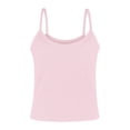 thumbnail image 3 of Tanghaowl Tank Tops for Women, Women Spaghetti Strap Neck Ribbed Tank Top Slim Fitted Camisole Basic Sleeveless Layering Shirt Casual Round Neck Vest Pink M, 3 of 3
