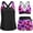 Pink Palm, variant on Women's three piece Tankini swimsuit - abdominal control vest with bra, moderate swimsuit with pockets, shorts, bottom 2026
