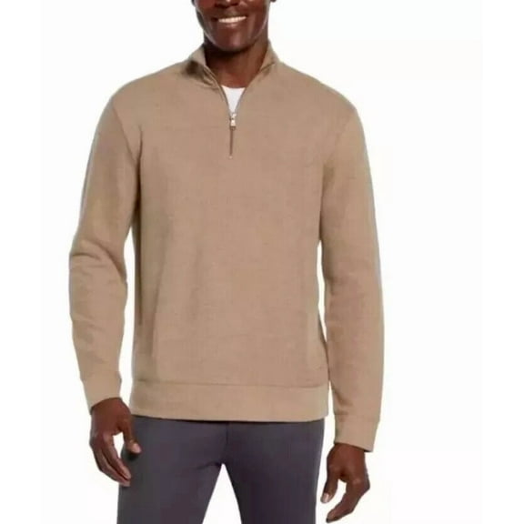 Banana Republic Men's Waffle Quarter Zip Pullover, Tan, Size S