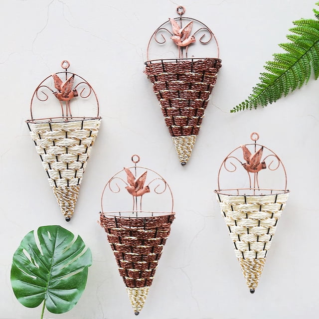Flower Pot High Hardness Rust-proof Iron Wall Hanging Artificial Flower Basket Decoration for Home