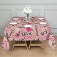 thumbnail image 3 of Pink Breast Cancer and Pioneer Flower Square Tablecloth,Waterproof Square Table Cover,Wipeable Spillproof Washable Table Cover for Home Kitchen Party Decor 60"x60"(152x152cm), 3 of 6