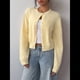 thumbnail image 5 of Suéter Tipo Cárdigan Corto de Larga con Botones y Cuello Redondo para Mujer, Ropa de Punto . Amarillo S, 5 of 9