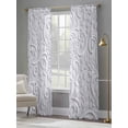thumbnail image 4 of Floral Patterns Sheer Curtains 96 Inch Length 2 Panels Set, Silver White Flowers Leaves Aesthetic Voile Window Treatment Semi Sheer Long Curtains Drapes for Bedroom/Living Room/Kitchen 52"x96"x2, 4 of 7
