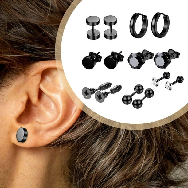 14x conjunto de pendientes de tuerca para hombre, conjunto de