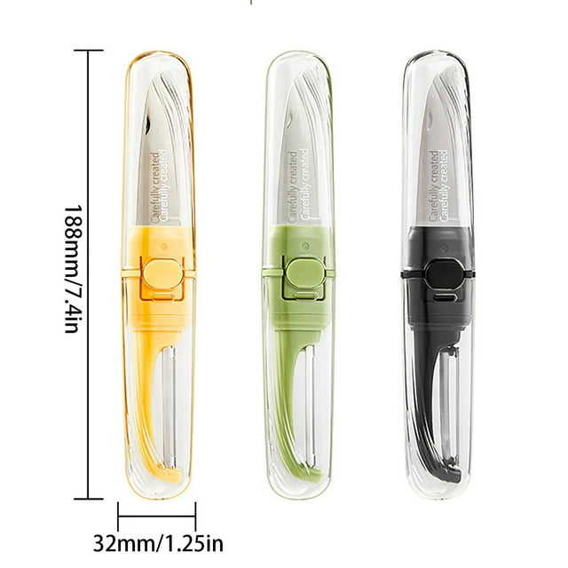 2-in-1 Stainless Steel Fruit Knife Peeler Multifunctional Folding Portable Kitchen Tool Double-Head Design Ergonomic Handle Easy to Clean Compact Travel Friendly Fruit Cutting and Paring
