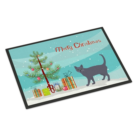 Carolines Treasures CK4638MAT 18 x 27 in. Korat No.3 Cat Merry Christmas Indoor or Outdoor Mat