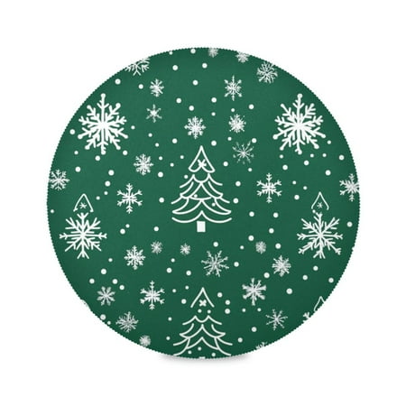 

WOBOGO Green Christmas Tree Round Placemats Set of 4 Heat Resistant Washable Kitchen Table Decorations 15.4in