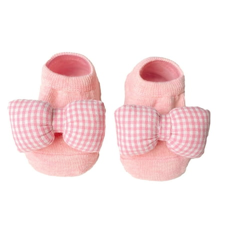 

Wanwan 1 Pair Baby Socks Bowknot Design Anti-skid Skin Friendly Baby Floor Socks for Household