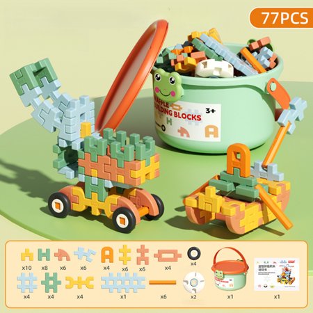Funtogether Toys Large Interlocking Building Blocks, Soft Plastic STEM Construction Toy Set with Multi-Angle Connectors for Toddlers Kids Ages 3+, Creative Educational Building Bricks for Limitless C