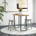thumbnail image 6 of Kadyn Bar Stools, Barstools, Counter Stools, Island Stools, Bar Chairs,Set of 2 24 Inch Counter Height Stools with Solid Wood Legs-Gray, 6 of 9
