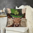 thumbnail image 2 of Ullo0ord Cow Throw Pillow Covers St. Patrick's Day Adorable Animals Dairy Cattle with Black Green Clover Shamrock Hat Pillow Cases Home Decor Watercolor Cushion Cover 24x24in, 2 of 5