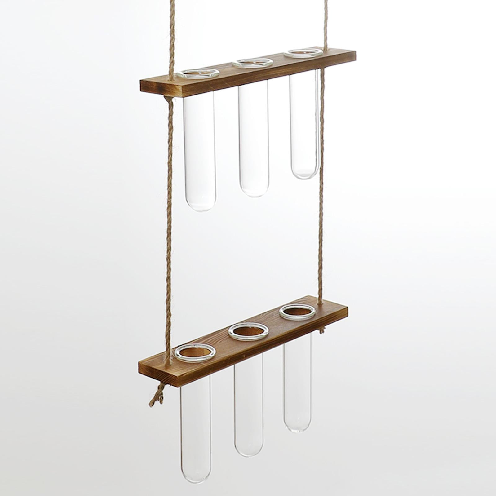 Plant Vase Test Tube Vase Wood Wall Hanging Planter - Rustic Wood