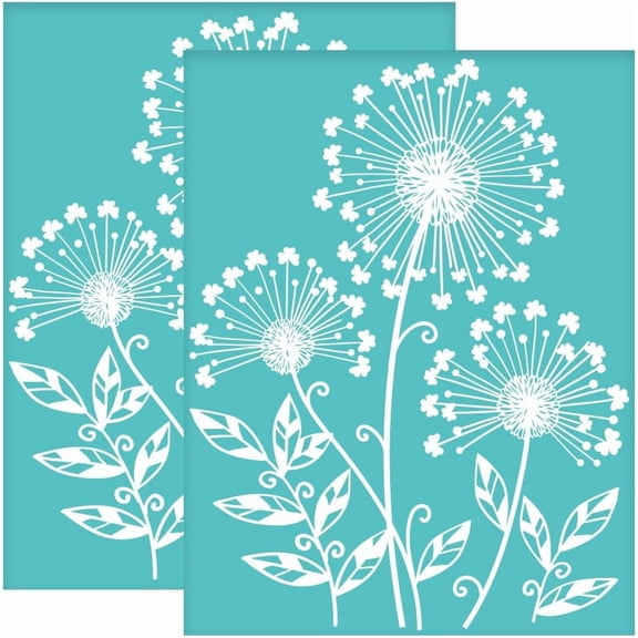 2Pcs 8.6x11 Inch Dandelion Pattern Self-Adhesive Silk Screen Printing Stencil Leaves Silk Screen Stencil Plant Theme Reusable Mesh Stencils Transfer