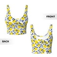 thumbnail image 5 of Fotbe Tropical Lemon Pattern Womens' Sports Bra Longline Wirefree Padded with Medium Support Sports Moisture-Wicking Workou Vest,Tank Top-, 5 of 9
