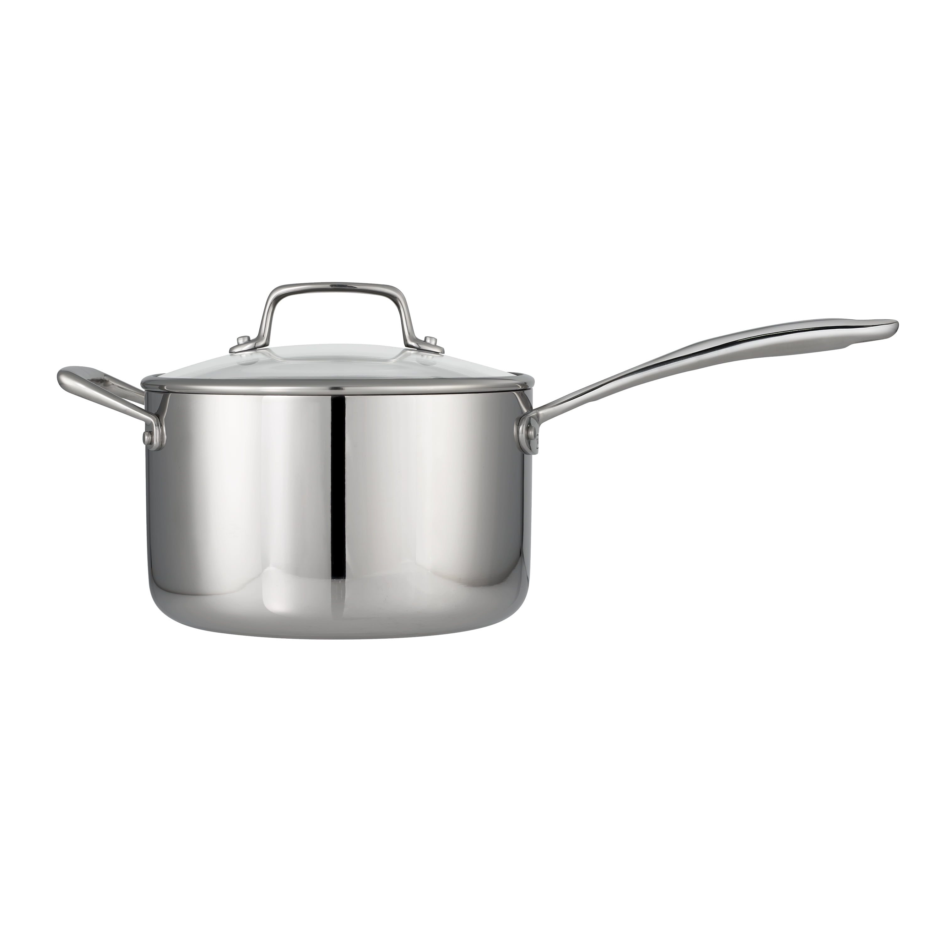Tri-Ply Whole-Clad Stainless Steel Sauce Pan with Pour Spout,2.5 Quart  Small Mul