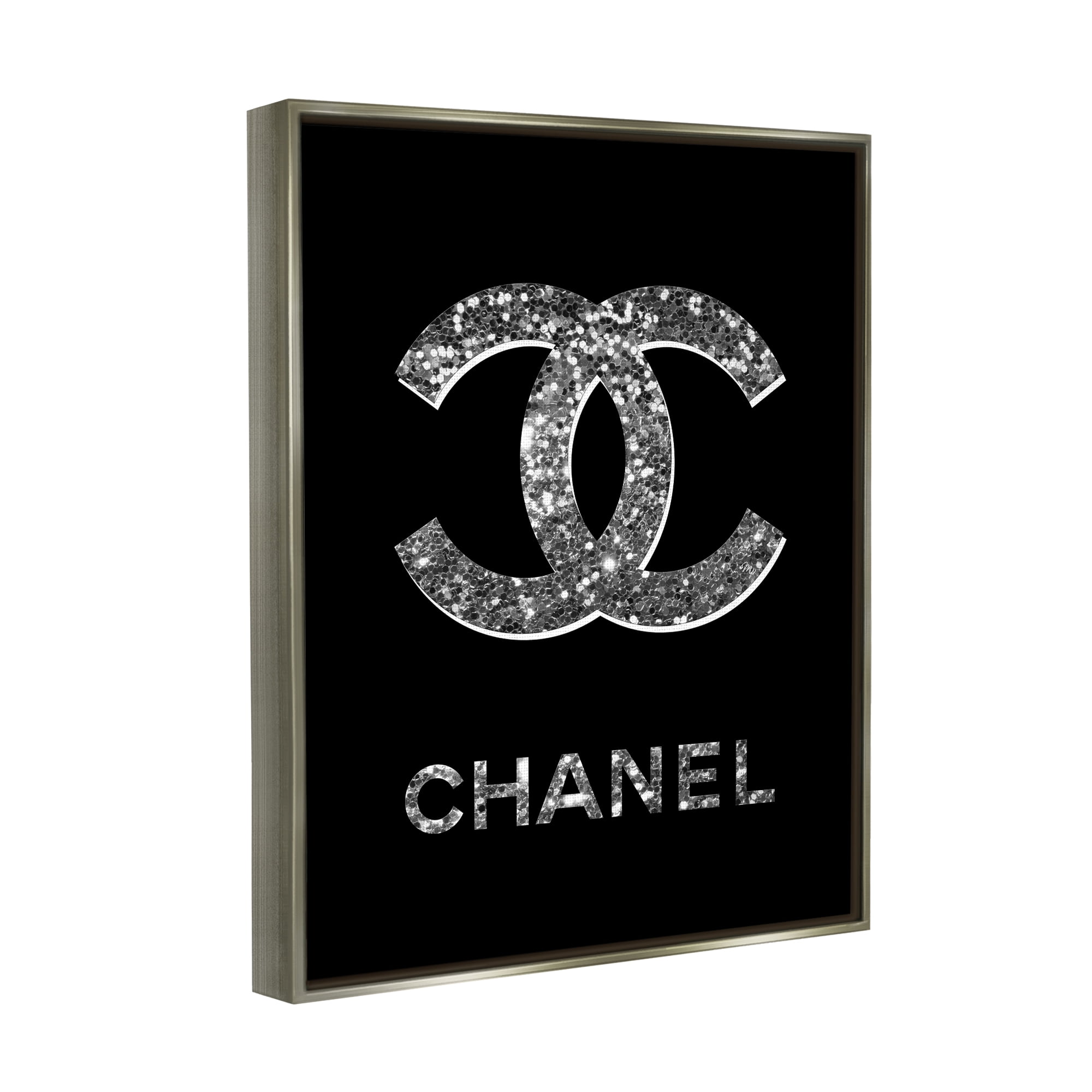 Stupell Industries Black Gleaming Glam Symbol Typography Painting Gray Floater Framed Art Print Wall Art, 17 x 21
