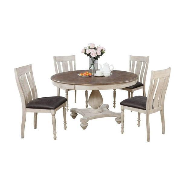 Arch Weathered Oak Dining Set Round, Round Kitchen Table Four Chairs