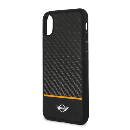 Mini Cooper Slim Fit Hard Case for Apple iPhone X iPhone XS Black and Orange Stripe Shock Absorption, Drop Protection, Scratch Resistant Easy