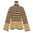 thumbnail image 3 of Top de suéter dividido Gibobby de punto con cuello para mujer Caqui L, 3 of 4