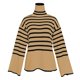 thumbnail image 3 of Top de suéter dividido Gibobby de punto con cuello para mujer Caqui S, 3 of 4
