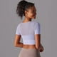 thumbnail image 4 of Top corto de malla para Fitness, camiseta de manga corta para entrenamiento de Yoga, Top ajustado para mujer, Pilates, correr, deporte y entrenamiento, camisetas de gimnasio, ropa deportiva, 4 of 5