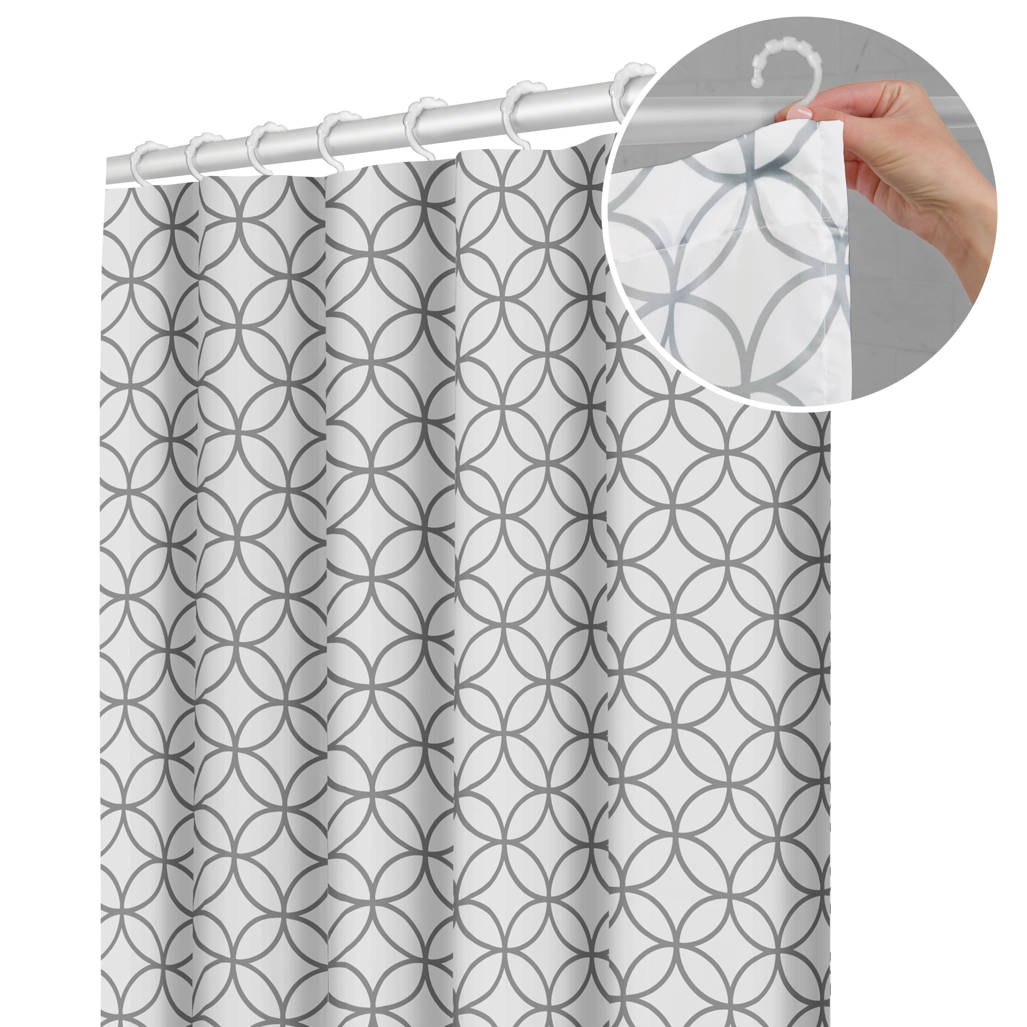 Maytex Smart Curtain Trellis Fabric Shower Curtain With Attached