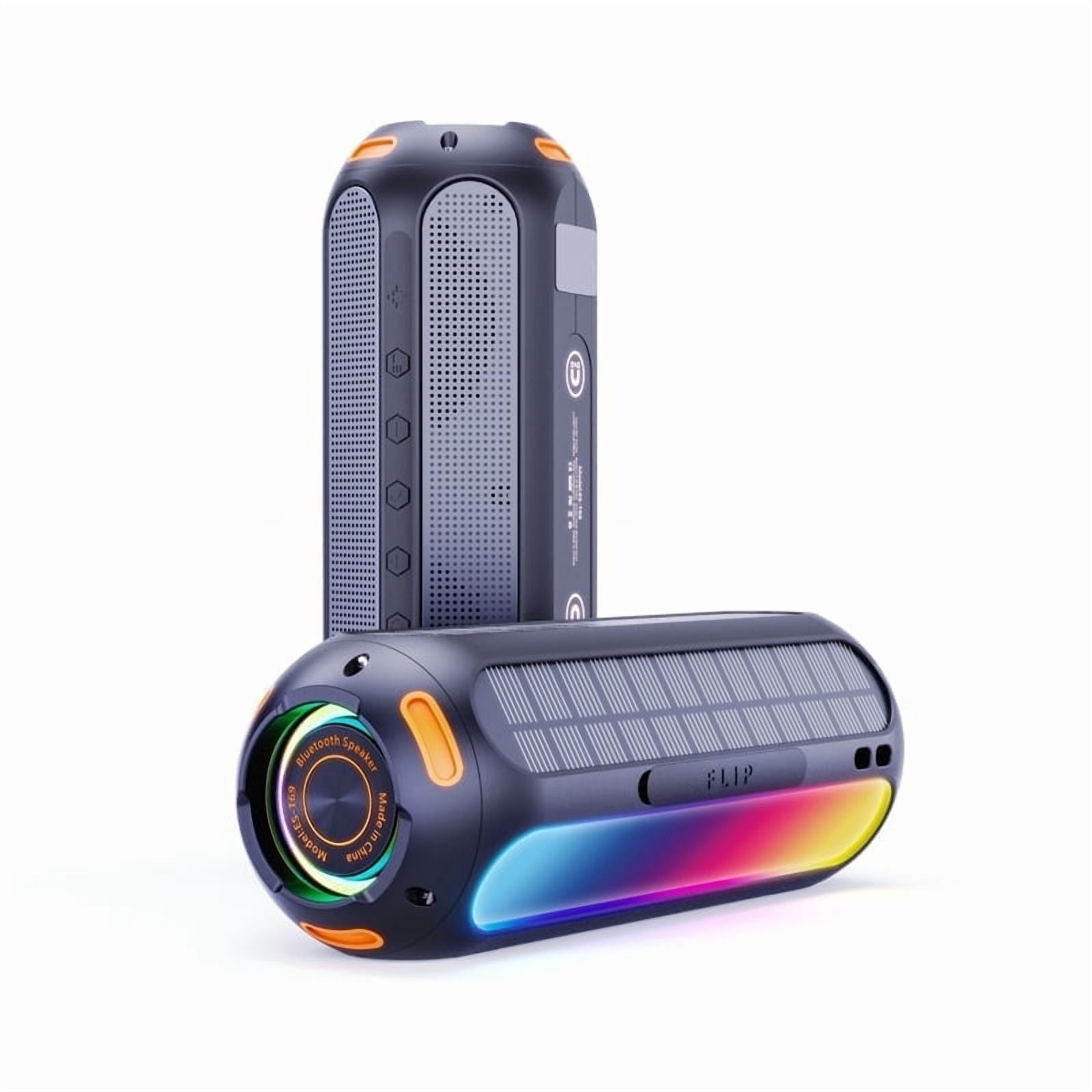Fazipu Magnetic Bluetooth Speaker, Golf Speaker with Solar Charging 15H Playtime, 7 Colorful Flashing Lights Outdoor Waterproof Portable Wireless, for Golf Cart Gifts Hiking Camping