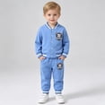 thumbnail image 2 of Wonitaaizi Baby Boy Clothes Infant Fall Winter Outfits Toddler Boy BaseBall Jacket Button Down Pants Set (12-18 Months,Blue), 2 of 7